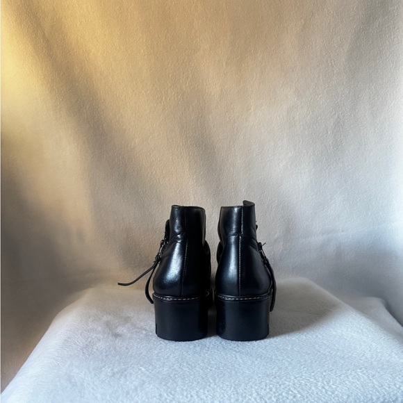 Golo Sharp - Hey Size 10 Women’s Black Ruched Angular Zip Leather Ankle Boots - Picture 13 of 14